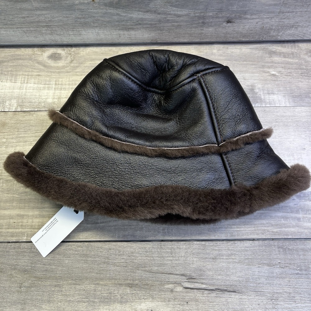 Harssidanzar Winter Fishing Hats S Men Or Women Lambskin Shearling Leather Nwt - Picture 7 of 11